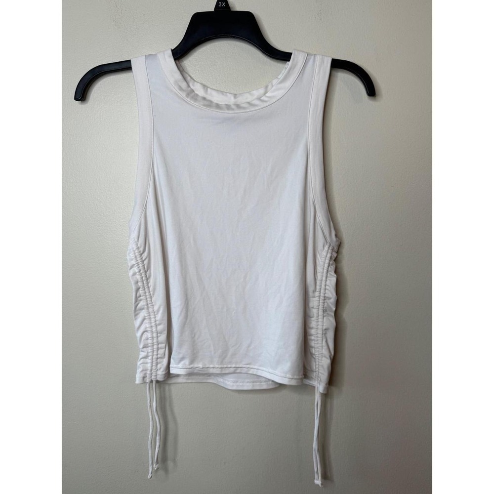Champion White Cinched Side Drawstring Racerback Tank Top